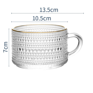 Vasos de café helado vintage de 15 <span class=keywords><strong>oz</strong></span>, tazas de vidrio en relieve transparente, tazas de vidrio con asas para fiestas de picnic - Product Image 6