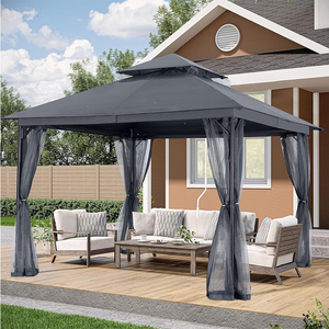 ABCCANOPY Gazebo en métal, Gazebo fixe, Pavillons en bois, Pavillons en métal, Pavillon à double toit, Moustiquaire, <span class=keywords><strong>Abri</strong></span> solaire - Product Image 1