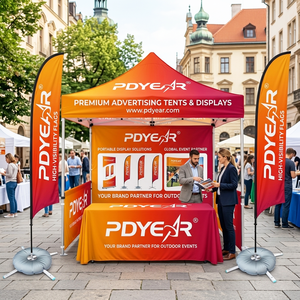 เต็นท์พับได้สำหรับงานแสดงสินค้า ขนาด 10x10 ฟุต (3x3 เมตร) พิมพ์โลโก้ตามสั่ง สำหรับโฆษณาภายนอกอาคาร เหมาะสำหรับงานแสดงสินค้า งานอีเว้นท์ ตลาดนัด และร้านอาหาร - Product Image 4