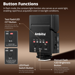 Flash pour appareil photo Ambitful AF10 Mini Speedlite universel avec batterie Li-ion intégrée pour Sony Canon Nikon Fuji Olymp - Product Image 3