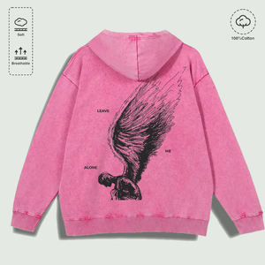 Sweat à capuche 100% coton lavé avec inscription graphique « Leave Me Alone Angel Wing Edgy », plusieurs couleurs - Product Image 5