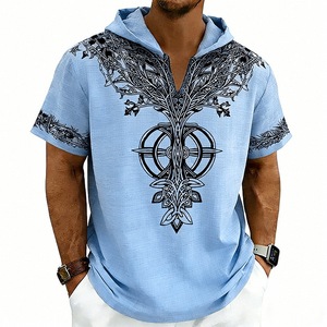 <span class=keywords><strong>Camiseta</strong></span> con Capucha de Poliéster Estampada para Hombre, Nueva Colección de Verano, Holgada y Transpirable - Product Image 5
