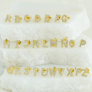 18K Gold Plated Custom <strong>Men</strong> Alphabet Initial Tiny Cubic Zirconia Ear Piercing Letter Cartilage Screw Back <strong>Stud</strong> <strong>Earrings</strong> for Women - Product Image 3