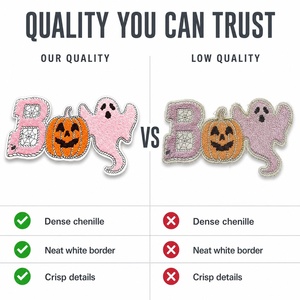 Patchs brodés personnalisés en chenille, broderie scintillante, Halloween Boo Spooky, patchs en chenille à repasser pour vêtements - Product Image 2