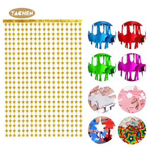 YACHEN 1*2M Rideaux à franges en feuille d'or pour fête d'étoiles dorées pour la fête du Nouvel An, accessoires de photomaton, décorations de fête d'anniversaire - Product Image 1
