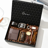 Set Hadiah Bisnis Praktis untuk Pria: Sabuk Modern Sederhana Modis, Dompet Sederhana, Jam Tangan, Parfum, Hadiah Ulang Tahun