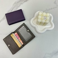 Dompet Kartu Kulit Sapi Asli Unisex Panjang Pendek dengan Poliester untuk Pria dan Wanita
