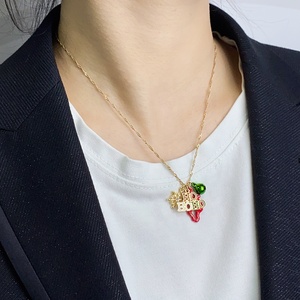Nuevo Collar de Moda Navideño con Eslabones Chapados en Oro y Diseño de Ciervo y Copo de Nieve Esmaltado, el Mejor Regalo para Amigos y Niños - Product Image 3