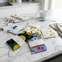 Essuie-tout de cuisine blanc, écologique, hypoallergénique, en coton 100%, imprimé floral numérique gaufré, pour le nettoyage et le séchage de la vaisselle