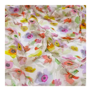 WI-VCS01 Viscose Silk Blend Fabric Supplier Abstract Fashion Flowers Digital Printing Breathable Textile