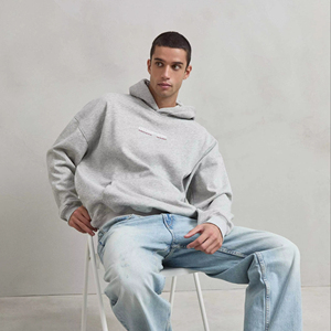 Felpa Oversize da Uomo Invernale Grigio Mélange CITYSIGHTSEEING con Ricamo 3D Tinta Unita Effetto Acid Wash - Product Image 1