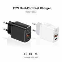 Chargeur rapide USB C 20W double port PD20W QC3.0, chargeur mural USB-A+Type-C pour téléphone portable, tablette, batterie externe