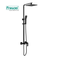 Frasbonbon robinet mitigeur de douche mural, mitigeur de douche moderne en laiton noir mat, eau chaude et froide, ensemble de robinets de douche