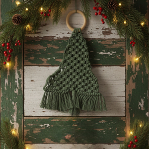 <span class=keywords><strong>Attrape</strong></span>-rêves <span class=keywords><strong>en</strong></span> macramé vert, décoration murale tissée bohème avec franges et <span class=keywords><strong>anneau</strong></span> <span class=keywords><strong>en</strong></span> <span class=keywords><strong>bois</strong></span> pour chambre ou salon - Product Image 3