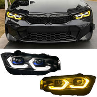 Ensemble de phares adapté pour BMW Série 3 G28 2023-2025, style cuillère modifié, double couleur, yeux dorés LED DRL avec lentille laser