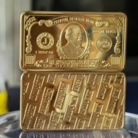 Gravure sur laiton, lingot de laiton fin 999, 1 once, billet de banque américain de 1000 dollars, barres B45B