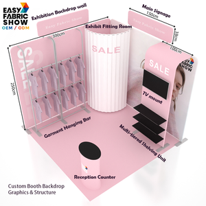 Support de toile de fond portable, stand d'exposition <span class=keywords><strong>pop</strong></span>-up, stand d'exposition en tissu de style féminin pour salon professionnel temporaire - Product Image 6