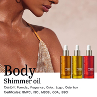Huile corporelle scintillante personnalisable HKH Organic Cruelty-Free, éclat instantané, vitamine E, bronzage éclatant, logo personnalisé professionnel