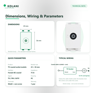 Kolani Weibliches IEC TV-Koaxialbuchsenmodul, 75 Ohm 23x36mm Antennenanschluss für TV <span class=keywords><strong>FM</strong></span> CATV mit Abschirmklemme und Kernschraube - Product Image 4