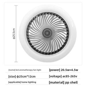 Ventilateur de plafond LED avec diffuseur de parfum, moteur DC, télécommande, variateur d'intensité, 5 vitesses, 5 pales, design moderne, montage encastré, plastique blanc - Product Image 5