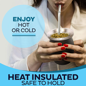 PURPLESEVEN-taza de té con aislamiento al vacío, 8oz, 230ml, acero inoxidable, Yerba Mate, calabaza, paja - Product Image 6