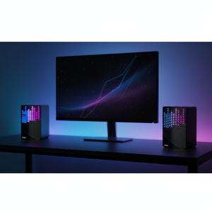 Haut-parleurs pour ordinateur portable/<span class=keywords><strong>PC</strong></span>, prix d'usine, 2.0 USB filaire, jeu portable, léger, lumineux, double canal, lumière arc-en-ciel - Product Image 3