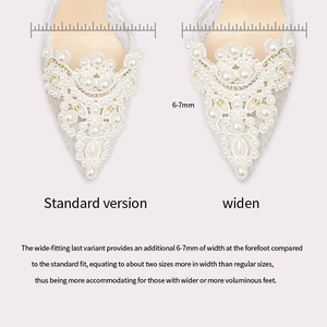 Eleganti Scarpe da Sposa Bianche Lilywei con Tacco Alto Personalizzate con Pizzo <span class=keywords><strong>e</strong></span> Perle Scarpe Estive da <span class=keywords><strong>Donna</strong></span> con Tacco a <span class=keywords><strong>Spillo</strong></span> - Product Image 5