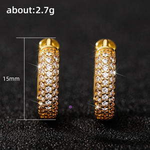 Orecchini a Cerchio con Diamanti Dorati, Placcati in Oro 22k, Taglio Brillante Rotondo, Gioielli Classici da Donna per Uso Quotidiano - Product Image 6