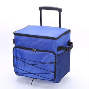 Custom Luxury Trolley Travel Picnic Cooler Bag Leak Proof Portable Insulated Lunch Bag Wheels Eco-Friendly 600D Polyester <b>Foam</b> - Product Image 5