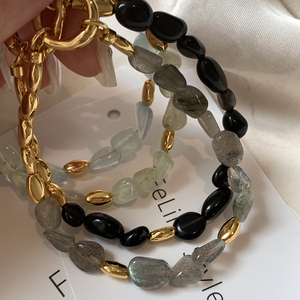 Bracciale di Lusso in Ottone Placcato Oro 18K con Cristalli Colorati e Perline Multicolore in <span class=keywords><strong>Ossidiana</strong></span>, <span class=keywords><strong>Gioielli</strong></span> da Donna all'Ingrosso - Product Image 3