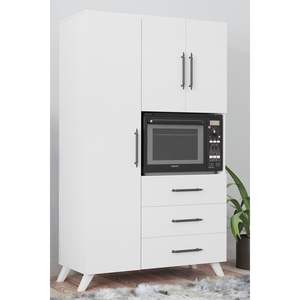 Moderno Mueble de Cocina con 3 Puertas y 3 Cajones, Color Blanco Mate, Panel de MDF y Madera Sólida, con Compartimento para Horno - Product Image 3