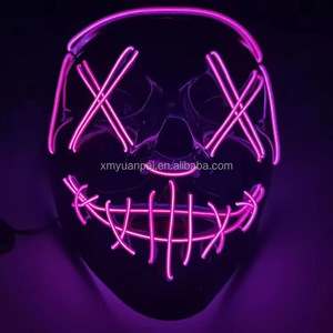 Máscara LED de neón brillante para fiesta de Halloween, máscara facial de PVC con sangre de terror para cosplay, máscara facial moderna iluminada para Halloween y otros eventos. - Product Image 3