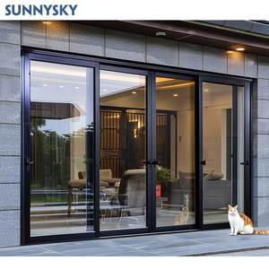 Sunnysky AS2207 porta scorrevole in alluminio dal Design moderno per ville in vetro temperato laminato doppio con chiusura a maniglia dorico - Product Image 5