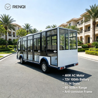 Bus électrique de tourisme 14 places, fermé, 72V 4KW AC, autonomie 80-100km, mini-bus électrique pour le transport en station balnéaire ou hôtel