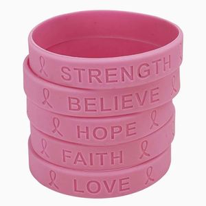 Factory Customize <b>Breast</b> Cancer Prevention Awareness <b>Silicone</b> Custom Logo Information Promotional Rubber Bracelets - Product Image 2
