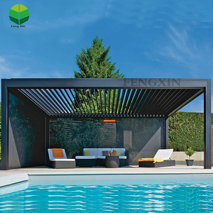 Cortina de techo <span class=keywords><strong>exterior</strong></span> de aluminio japonés cobertizo de jardín pérgola Louvre cuchillas con cortinas - Product Image 1