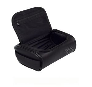 Personalized Leather <b>Toiletry</b> <b>Bag</b> - Travel Cosmetic Pouch for <b>Men</b> - Custom Logo Available - Product Image 1