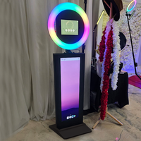 Machine Photobooth iPad 10.2 11 12.9 13 Pouces avec Support en Métal et Anneau Lumineux LED pour Mariages, Fêtes et Location d'Événements