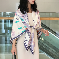 Foulard carré en soie 130*130cm pour femme, léger, grand, imprimé, foulard de tête pour femme, vente en gros WJ1013A