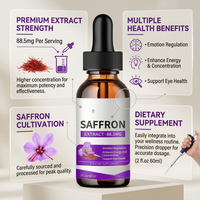 Extrait de Safran Liquide OEM pour la Régulation Émotionnelle, Soutien à la Concentration, Éclaircissement de la Peau et Santé Oculaire – Gouttes de Safran Liquide