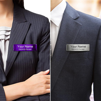 Badges Nominatifs en Métal Poli pour Professionnels d'Affaires, Étiquettes de Personnel Hôtelier de Luxe, Concierge Immobilier, Impression de Texte Personnalisé