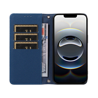 Étui portefeuille en cuir PU grain litchi avec porte-cartes, dragonne et béquille pour iPhone 16 Pro Max/16 Pro/16 Plus/16E/16