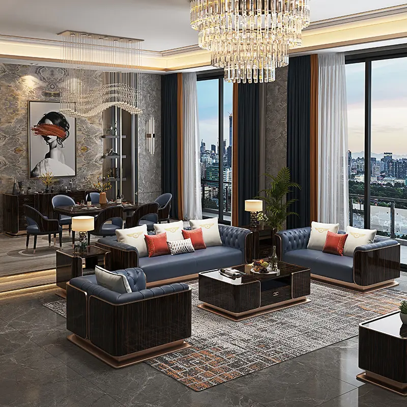 Divani da soggiorno in pelle in stile moderno divani di lusso leggeri divano componibile produttore divano personalizzato Set mobili per la casa