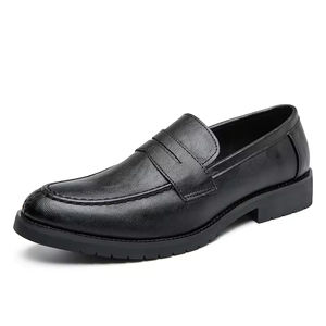 Chaussures habillées pour hommes à expédition rapide, chaussures habillées formelles à enfiler en cuir véritable, talon bas, bureau, fête, soutien de la voûte plantaire, imperméables, haute qualité, neuves - Product Image 2