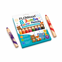FLOWood 8 Crayons de Couleur Géants, Crayons de Couleur en Bois Épais et Faciles à Tenir, Non Toxiques pour l'Art