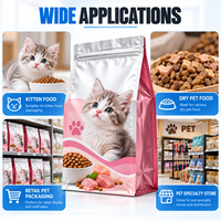 Sachet personnalisé en aluminium pour nourriture pour chatons, scellé sur huit côtés avec fermeture éclair, pour la vente au détail et en gros
