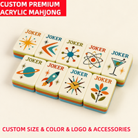 Jeu de Mahjong américain à quatre couches, tuiles en acrylique épaissies style éclats d'étoiles atomiques des années 1950, pièces de jeu de table