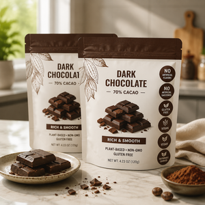 Poudre de chocolat personnalisée – Sachet Doypack avec bec verseur, fermeture éclair résistante à la chaleur, emballage alimentaire pour gâteaux - Product Image 1