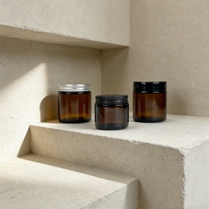 Factory Price Amber Candle Jar with Silver Aluminum <b>Cap</b> 50g 60g 100g 150g 200g Round Wide Mouth Cosmetic Body <b>Scrub</b> Jar - Product Image 5