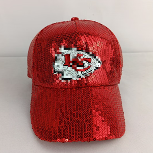 Personalizado fútbol béisbol baloncesto equipo LOGO KANSAS CITY High School University gorra de lentejuelas mujeres sombrero con lentejuelas Bling gorras sombreros - Product Image 2